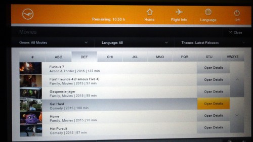 Lufthansa business class AVOD entertainment