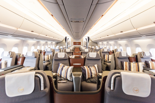 Lufthansa A350 Business Class Cabin.