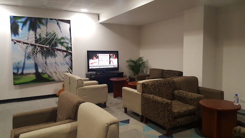 TV area at Fiji Airways lounge