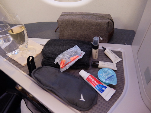 The Cathay Pacific amenity kit includes Jurlique products.