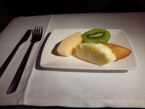 Cathay Pacific Business Class Dining: Course 3 Fresh Fruit.