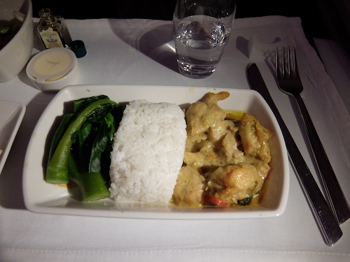 Cathay Pacific Business Class Dining: Course 2 Chicken Curry.