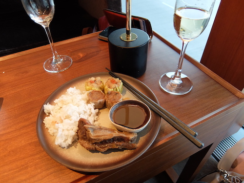 Dumplings and Asian beef ribs from The Noodle House in The Pier Lounge.