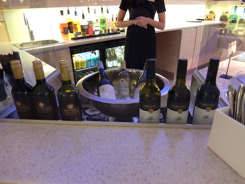 Finnair business class lounge full bar.