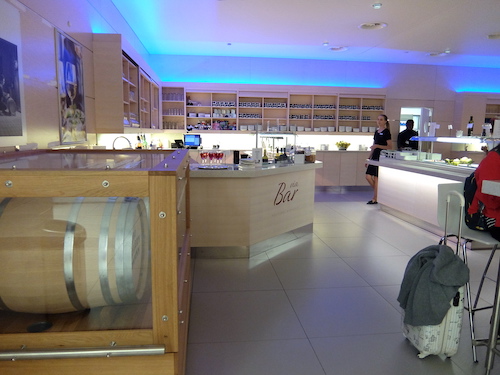 Finnair Business Class Lounge bar and self serve restaurant