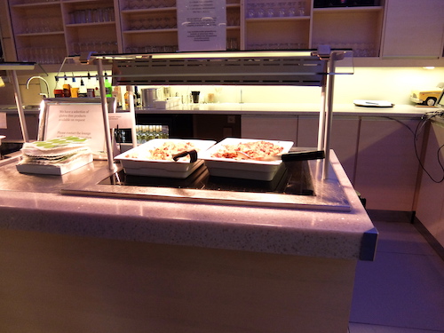 Salmon soup, salad and vegetable lasagne at Finnair's Helsinki business class lounge.