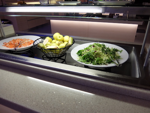 Finnair business class lounge self serve salad bar
