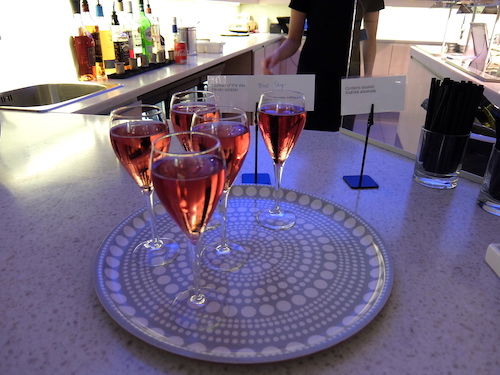 'Blue Sky' - Finnair's signature cocktail made with sparkling wine and blueberry juice.