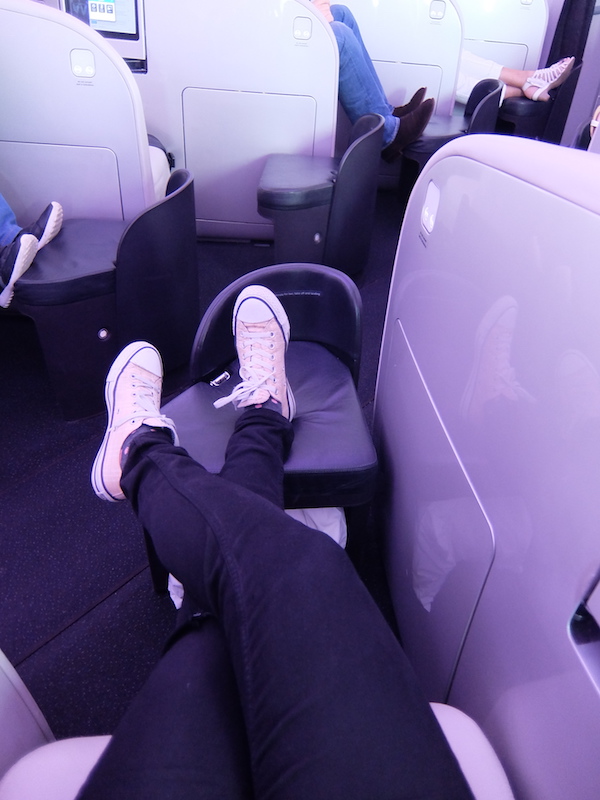 The angle of the seats means feet are on show in the aisle