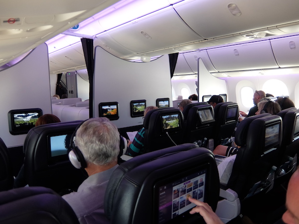 The premium economy cabin onboard Air New Zealand's dreamliner.