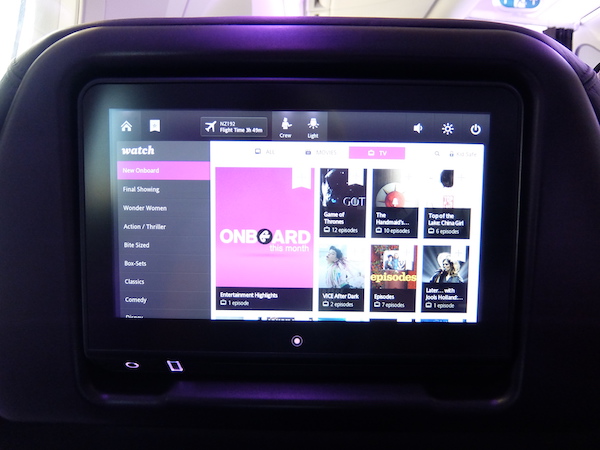 Air New Zealand inflight entertainment.