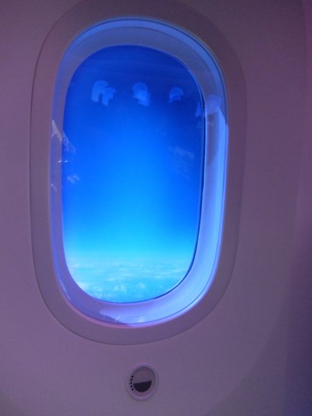 The dreamliner's dimmable windows.