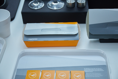 New onboard tableware featuring yellow accents.