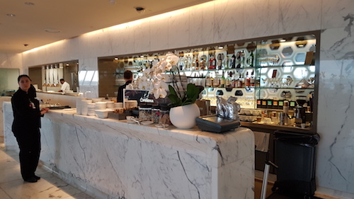 Barista made coffee is available from the bar.