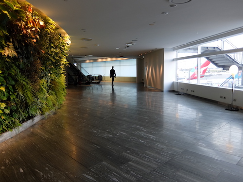 Entering the Qantas First Class Lounge in Sydney.