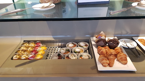 Breakfast available in the Qantas First Class lounge.