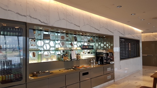 A range of self serve food and drinks available.