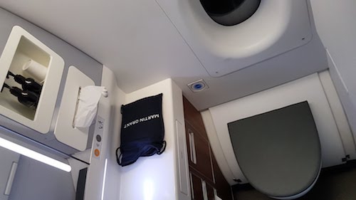 Qantas first class bathrooms.