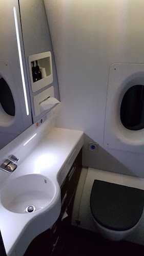Qantas first class bathrooms.