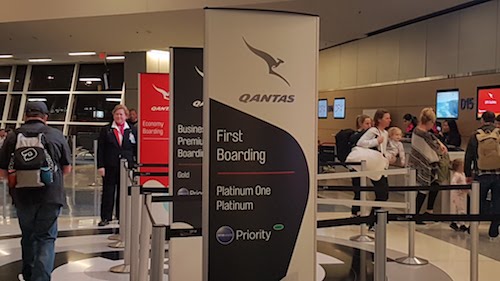 Boarding Qantas First Class In Dallas Fort Worth.