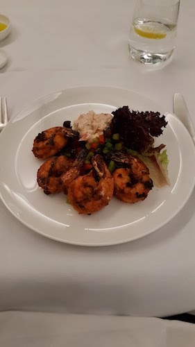 Tandoori Prawns from the Qantas first class dinner menu.