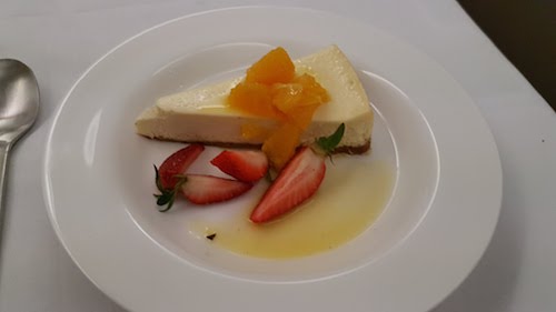 Vanilla Cheesecake from the Qantas first class dinner menu.
