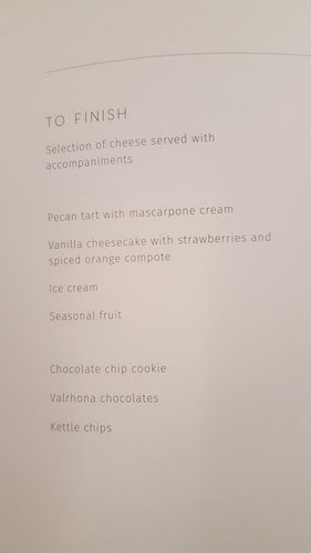 Qantas first class dinner menu.