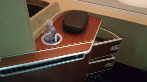 Qantas First Class Drink holder and shelf