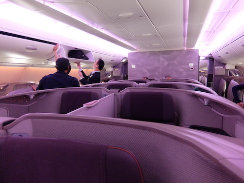 Singapore Airlines new A380 business class cabin.