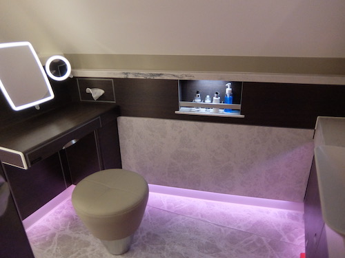 Singapore Airlines Suites bathroom.