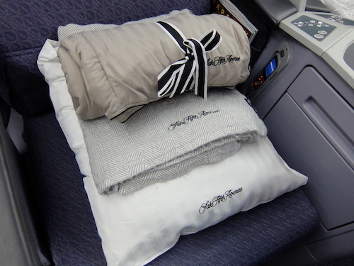Saks Fifth Avenue Bedding onboard United Polaris.