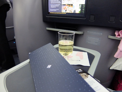 Welcome drink onboard United Polaris