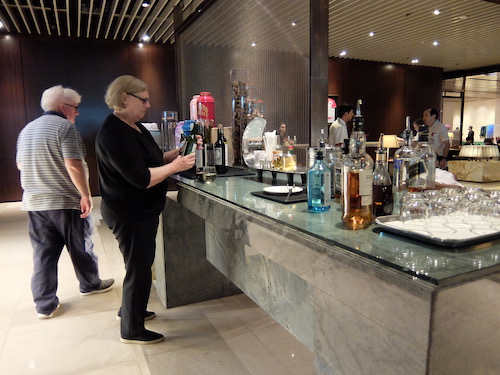 Buffet meals, drinks fridge and a fully stocked bar are available for lounge guests.