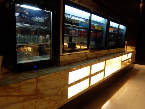 Self serve drinks fridge in the Business Class lounge.