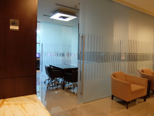 The Business center includes private work areas and meeting rooms.