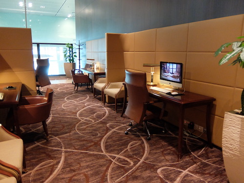 First Class lounge work stations.