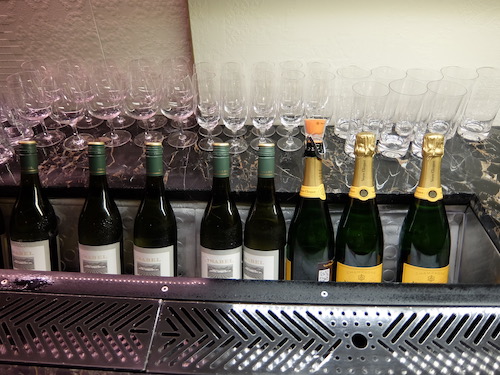 Quality wines including Veuve Clicquot are available in the lounge.