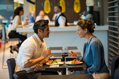 Dining areas at the new Star Alliance Rome Lounge.
