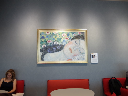 Snippets of famous Austrian painting in the Austrian Airlines Lounge