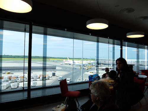 Views over the Tarmac of Vienna Airport from the Austrian Airlines Non-Schengen Area Lounge.