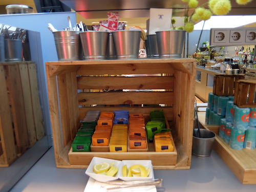 Tea, coffee, and a herbal 'sleep' drink were also on offer.