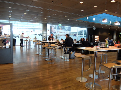 The dining buffet is at the end of the lounge with plenty of bar style seating.