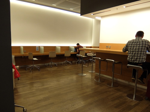 Tucked away in a quiet area are multiple work stations.