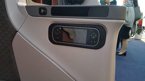 Singapore Airlines Light, seat and entertainment controls.