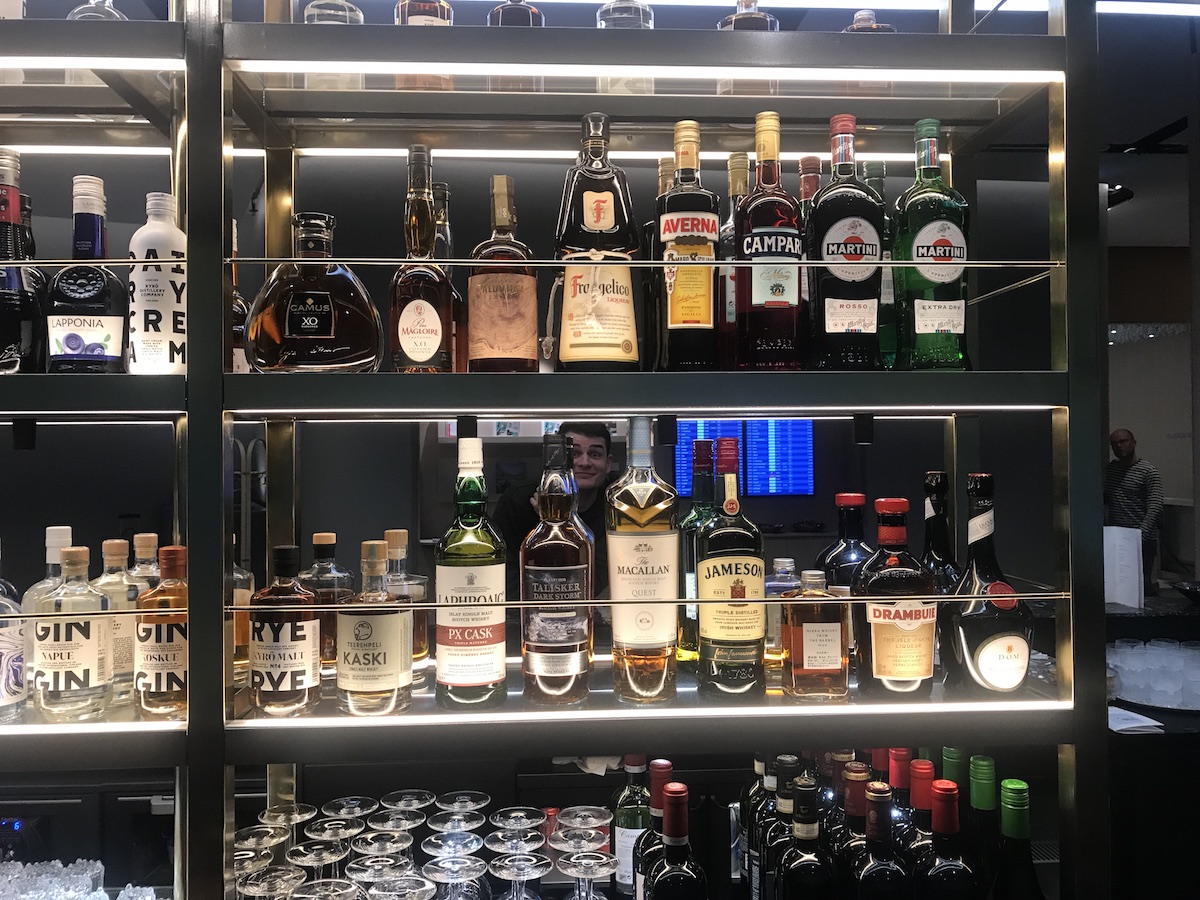 Finnair's well stock Platinum Lounge Bar