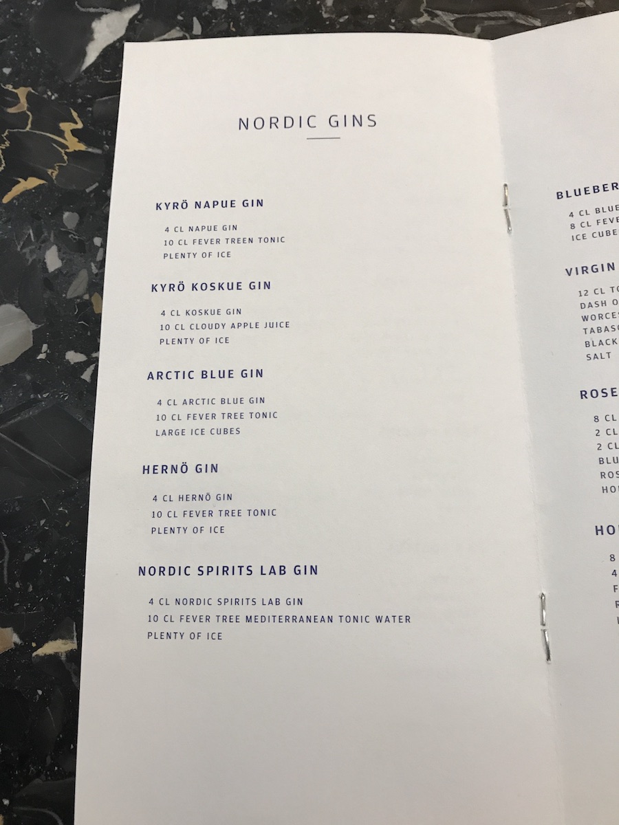 Finnair Nordic Gins list