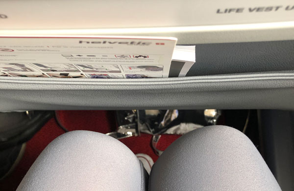 Legroom on the Helvetic Airways Jet