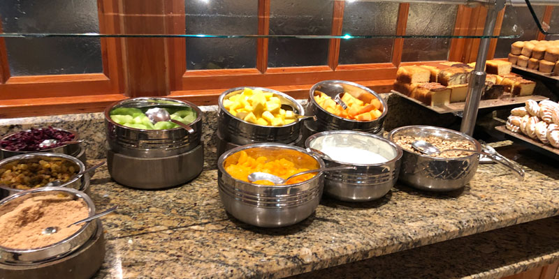 Along with other cereals, there was also granola, fresh fruit and yogurt