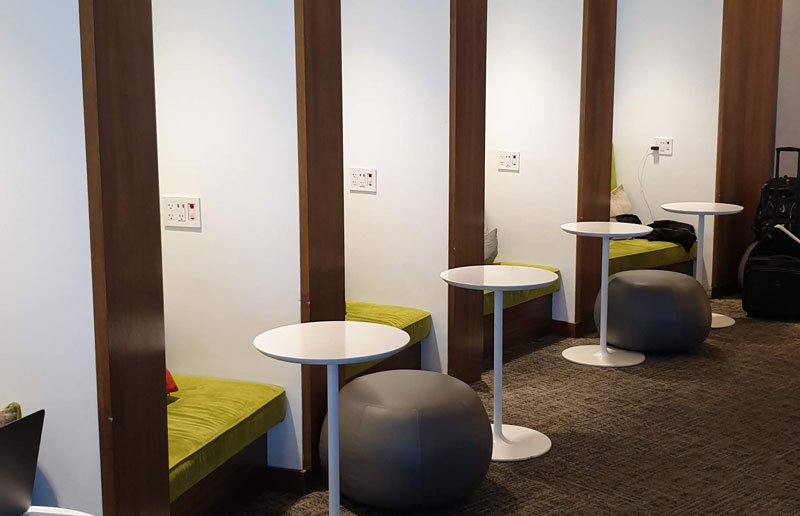 More private seating inside the lounge