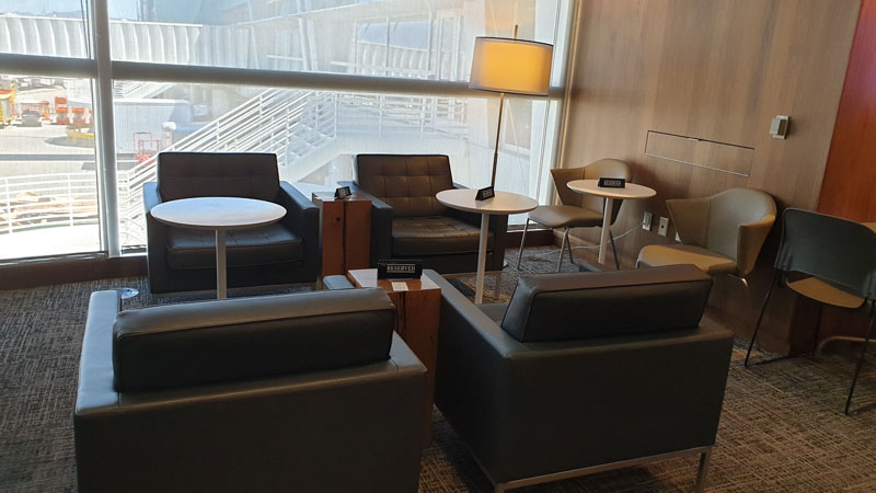 Reserved seating inside the AMEX lounge